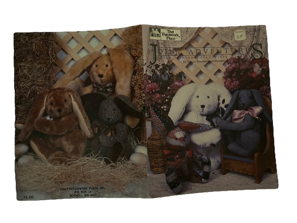 Joint Adventures Stuffed Jointed Bear Pattern Booklet Patchwork Place 1984 VTG